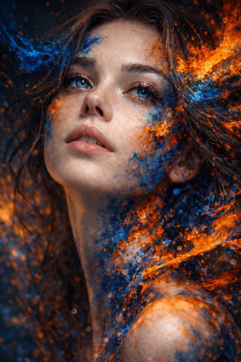 Ultra-Detailed Cinematic Close-Up Portrait of a Young Woman, People, nanoBanana-Pro, Blue Eyes, Calm Expression reference image