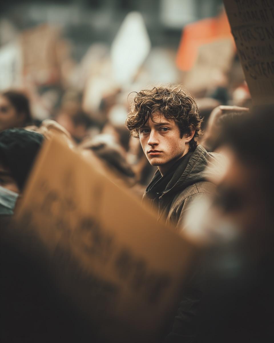 cinematic protest photography，影视，nanoBanana-Pro，Cinematic Color, Cinematic Realism风格参考图