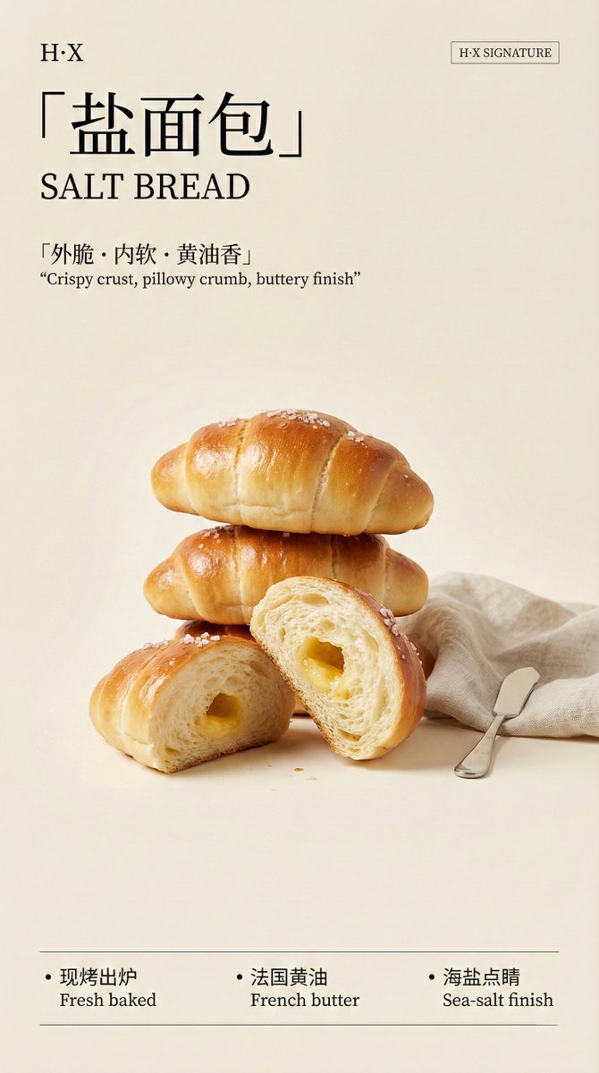 Bread and Pastry Series Posters, Realistic, nanoBanana-Pro, Bakery, Food Photography reference image