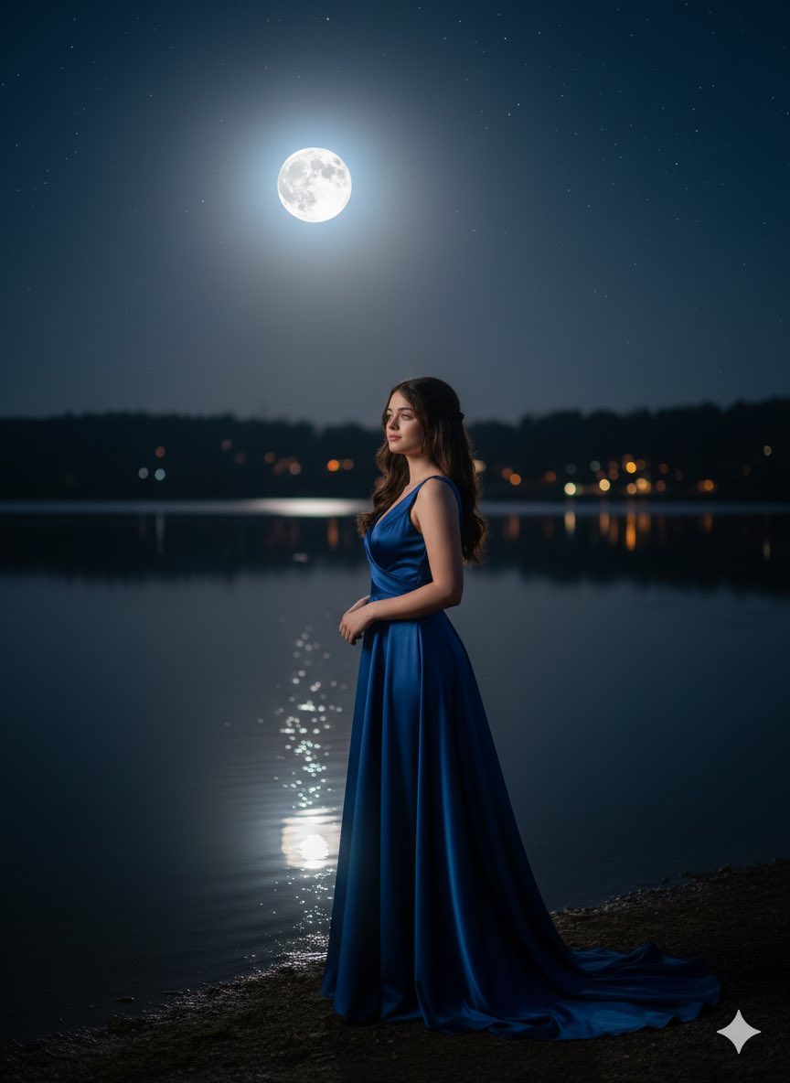 夜晚宁静中的失落，人物，nanoBanana-Pro，Contemplative Mood, Female风格参考图