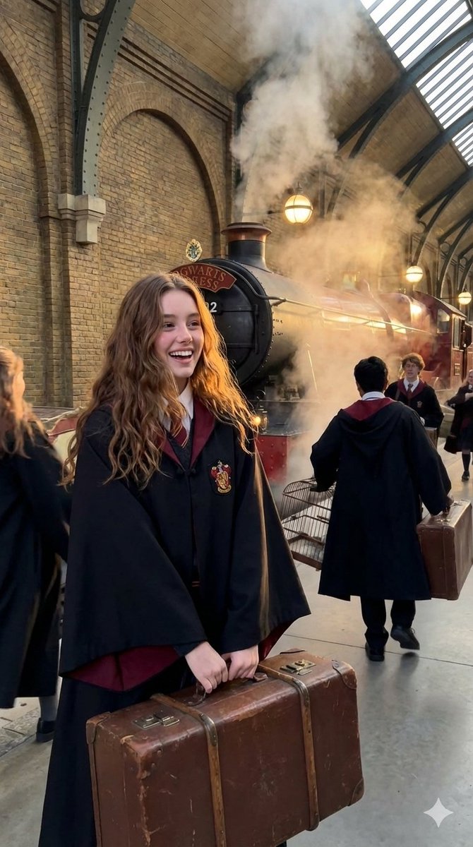 Magical Moment at Platform 934, Fantasy, nanoBanana-Pro, Cinematic, Detail-rich reference image