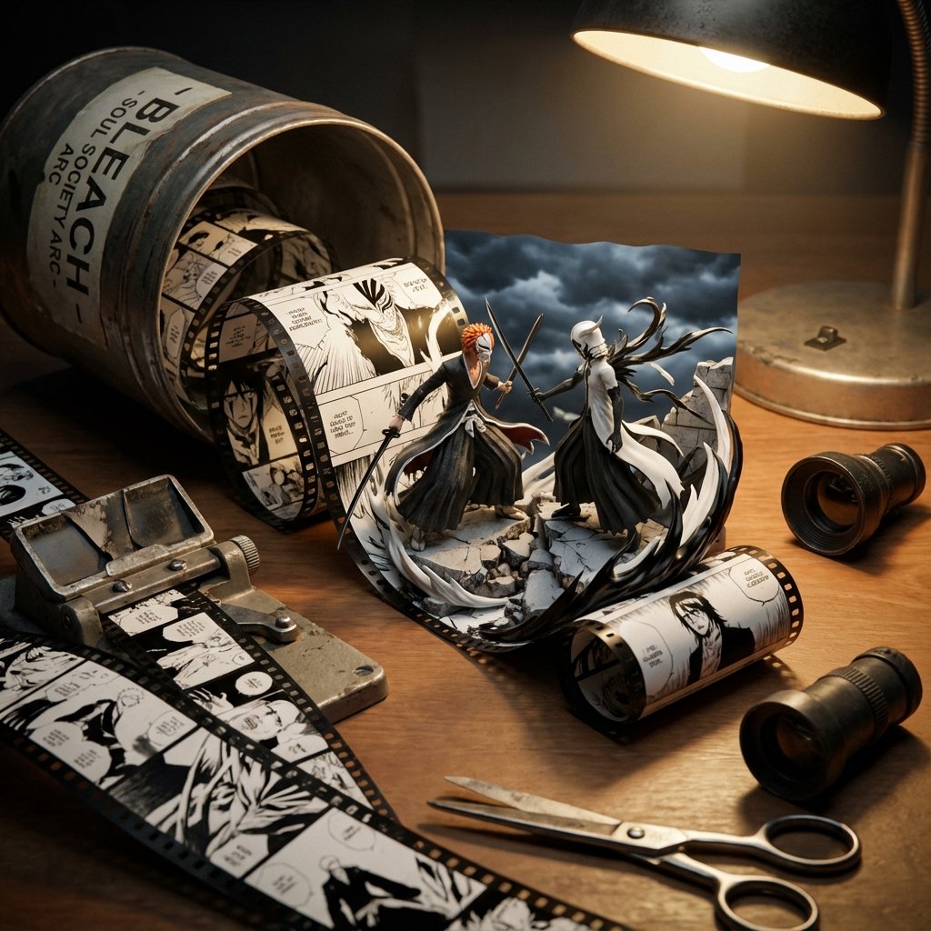 电影场景再现，影视，nanoBanana-Pro，3D Diorama, Editing Table风格参考图