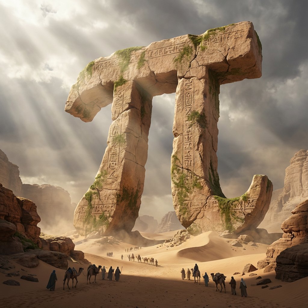 Megalithic Formation of a Mathematical Symbol, Landscape, nanoBanana-Pro, 抽象, 3D reference image, image 2 of 2