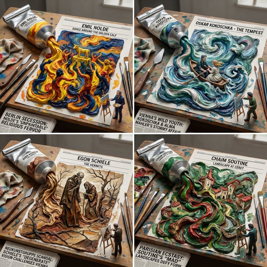 Painting Recommendation System Version 0.1: Analysis of 'The Scream' and Similar Style Artists, 3D, nanoBanana-Pro, 3D Depth, Abstract reference image