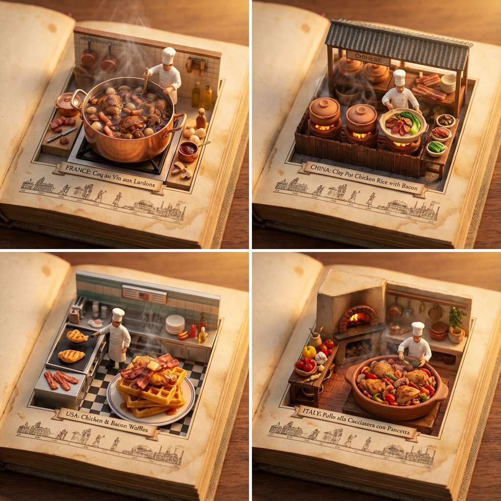 Nano Banana Pro美食推荐系统，美食，nanoBanana-Pro，3D Miniature, Appetizing Details风格参考图