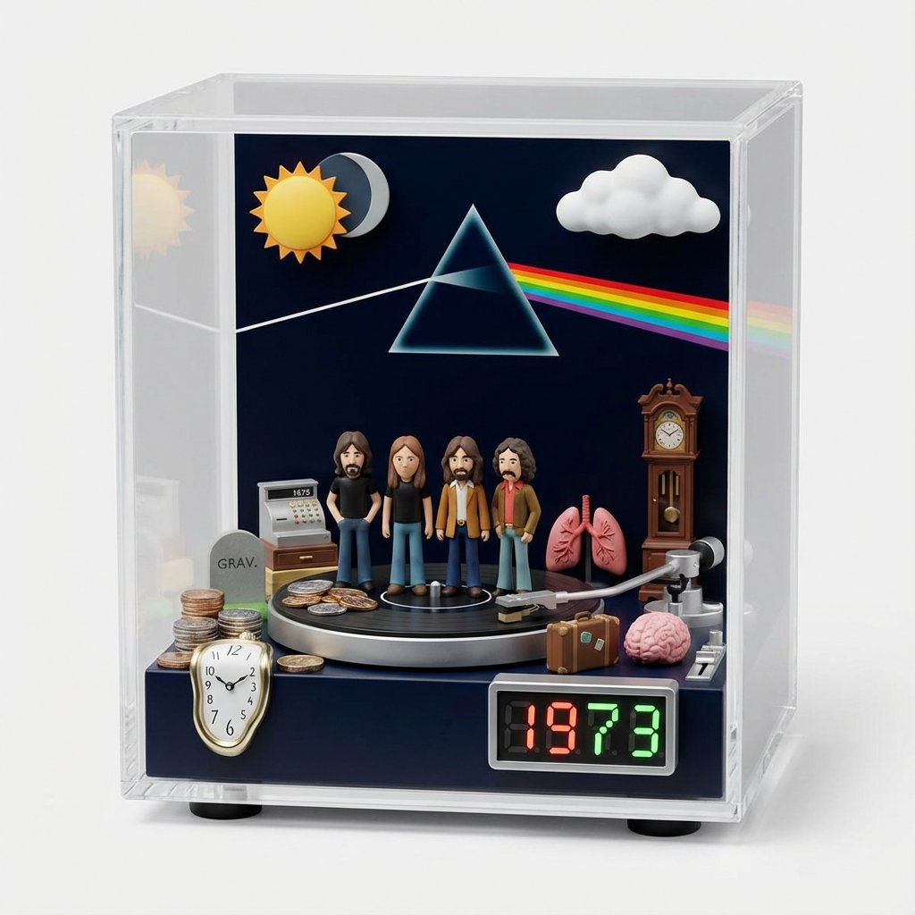 音乐爱好者专用：纳米香蕉音乐专辑收藏品提示，复古，nanoBanana-Pro，Album Diorama, Iconic Cover Art风格参考图
