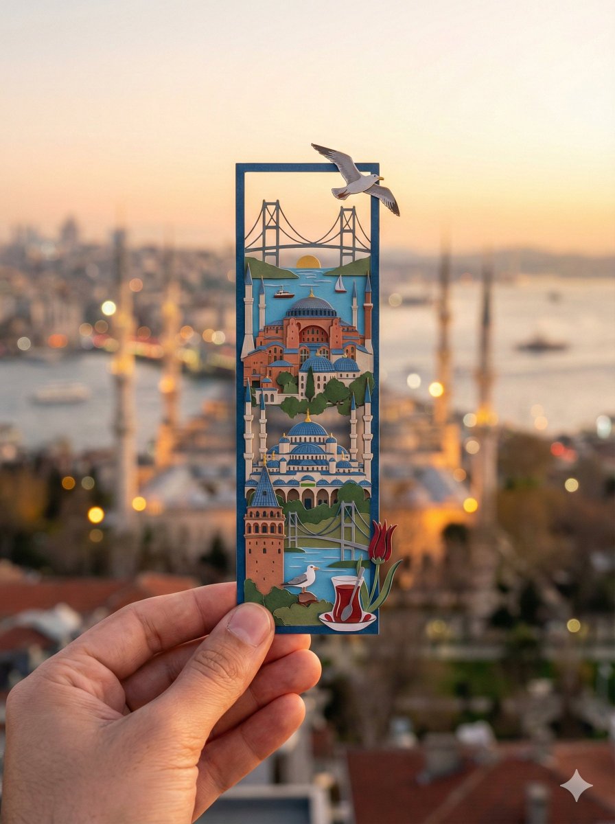 City Paper-Cut Bookmark, City, nanoBanana-Pro, 插画, 城市 reference image, image 2 of 3