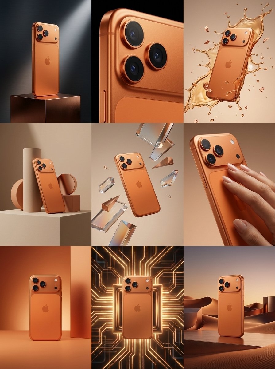 高端iPhone 17 Pro广告概念，影视，nanoBanana-Pro，Cinematic Aesthetic, Digital Billboard风格参考图