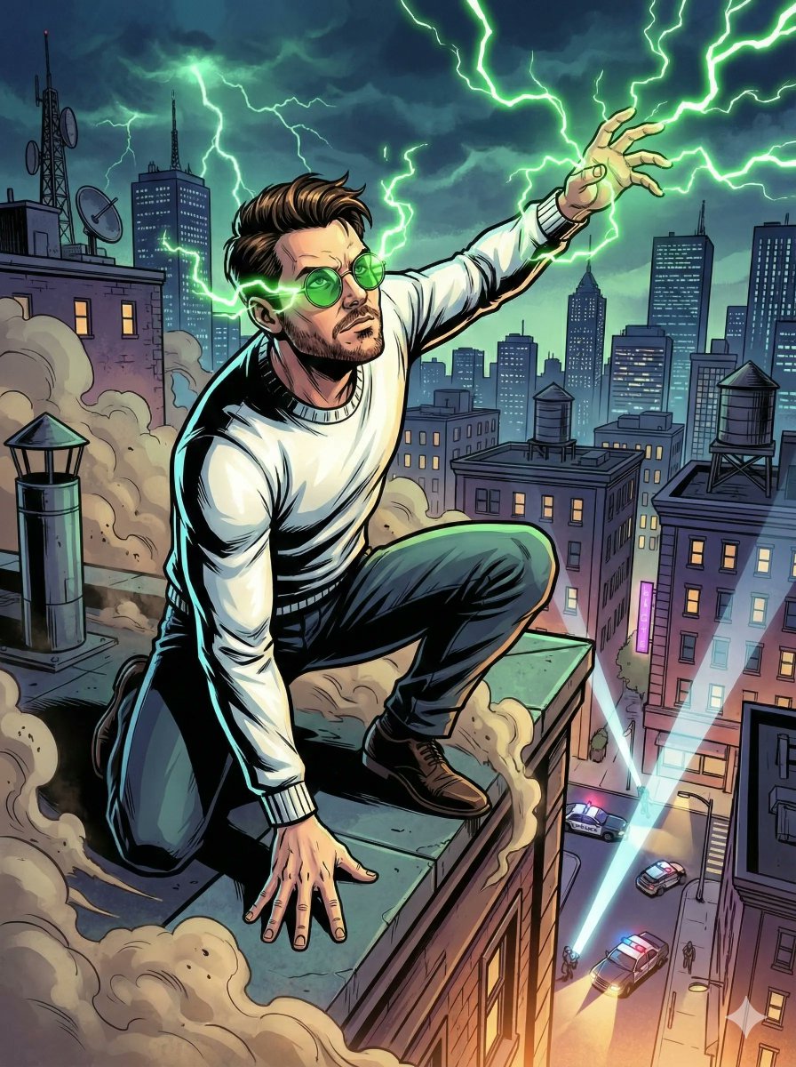 Transform Your Photo into a Comic Book with Yourself, City, nanoBanana-Pro, 头像, 城市 reference image, image 2 of 4
