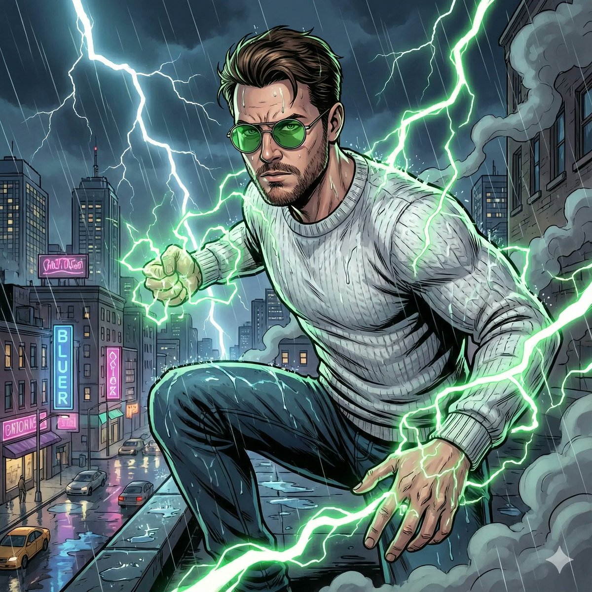Transform Your Photo into a Comic Book with Yourself, City, nanoBanana-Pro, 头像, 城市 reference image, image 4 of 4