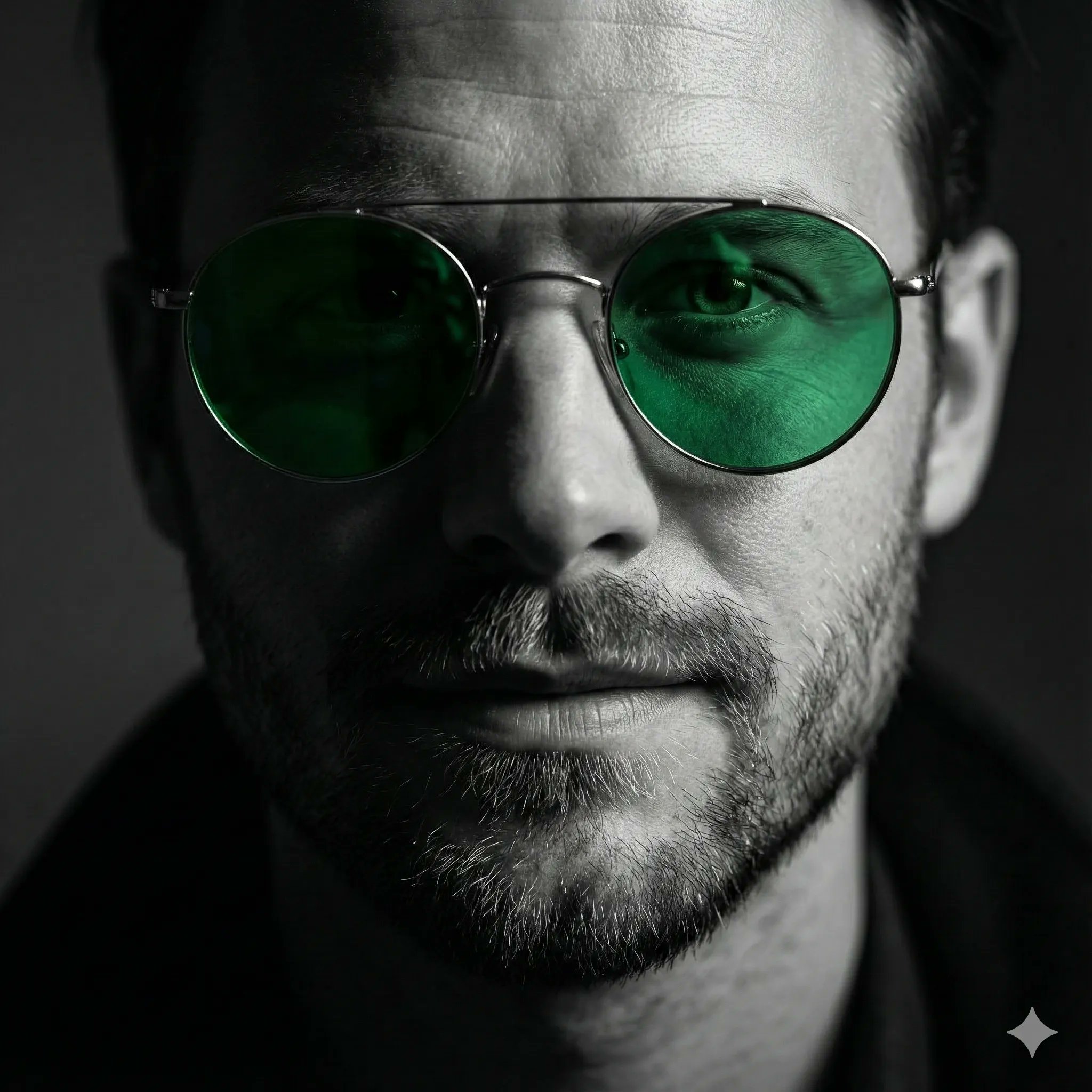 Cinematic Black and White Portrait with Selective Color, People, nanoBanana-Pro, 3D, Black and White reference image