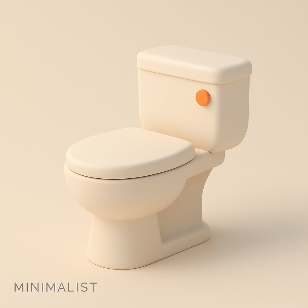 Minimalist 3D Illustration of a Toilet, Illustration, nanoBanana-Pro, Elegant Design, Low Poly reference image
