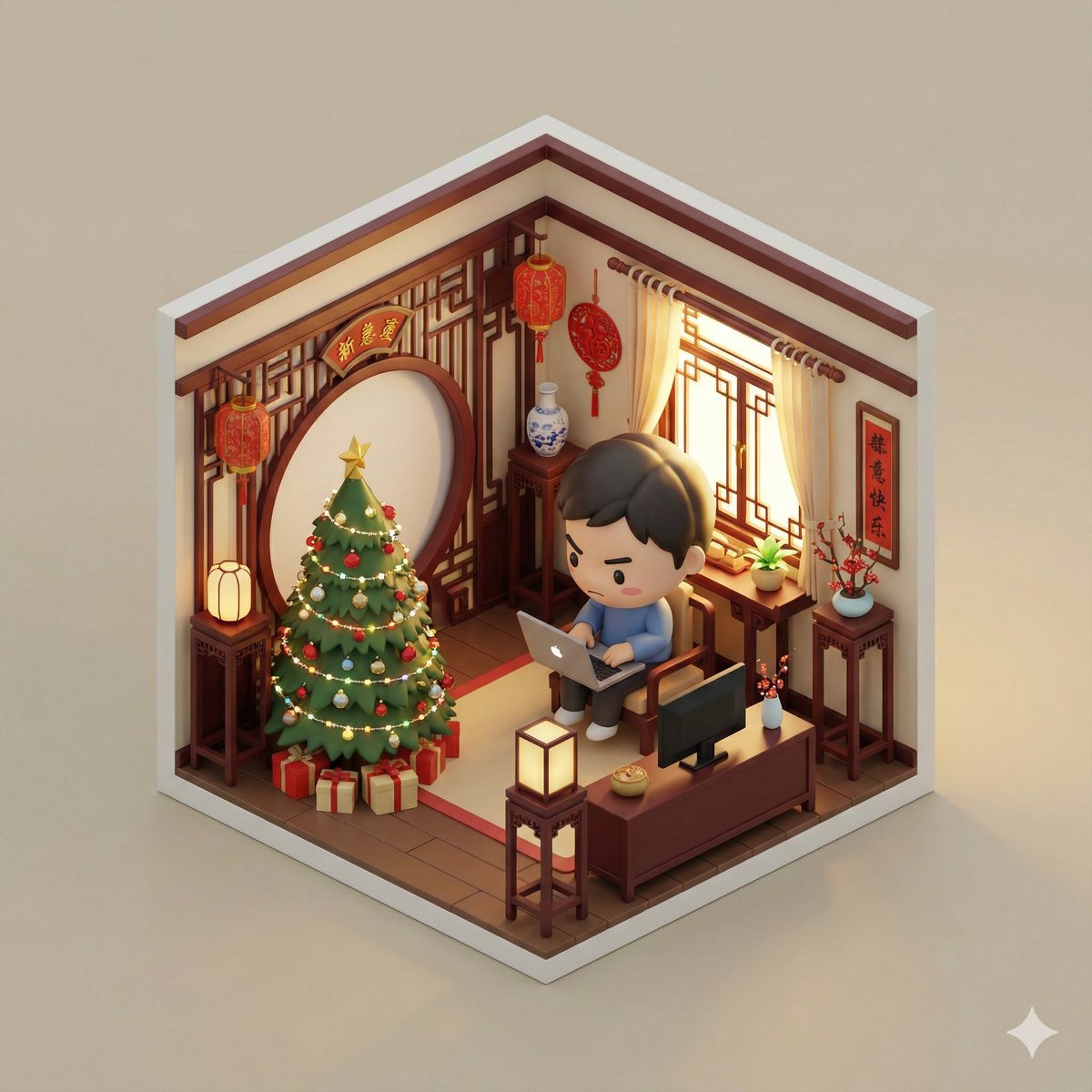 BananaPro 3D Miniature Room, 3D, nanoBanana-Pro, 3D微缩, 3D reference image