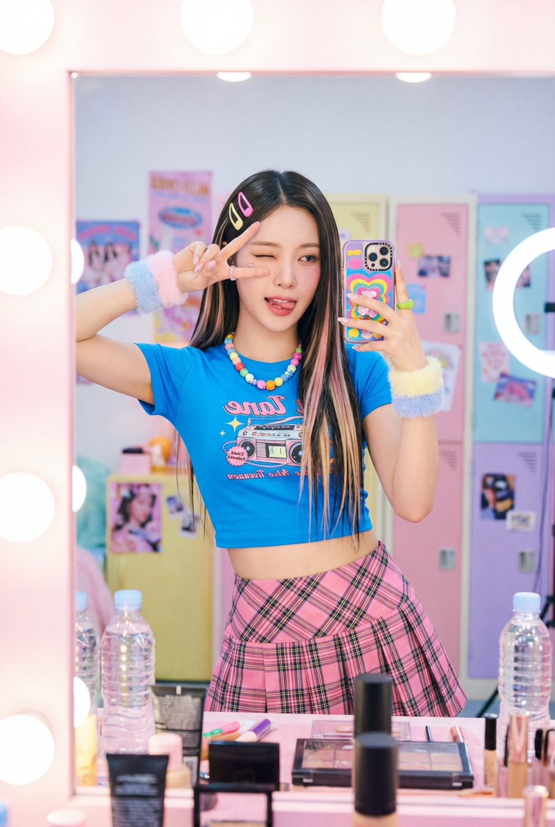 K-Pop偶像风格自拍，人物，nanoBanana-Pro，High Saturation, Idol Aesthetic风格参考图
