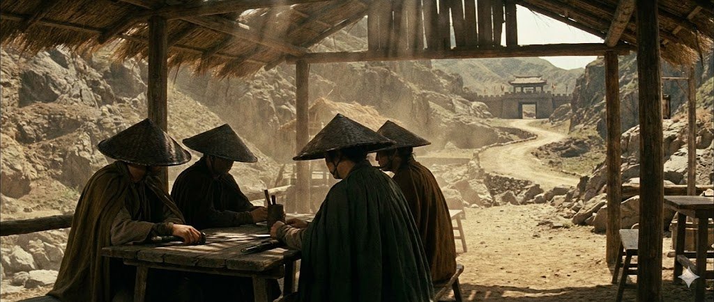 Hu Jinquan Wuxia Style Prompt, Film, nanoBanana-Pro, Analog Film Look, Cinematic Composition reference image