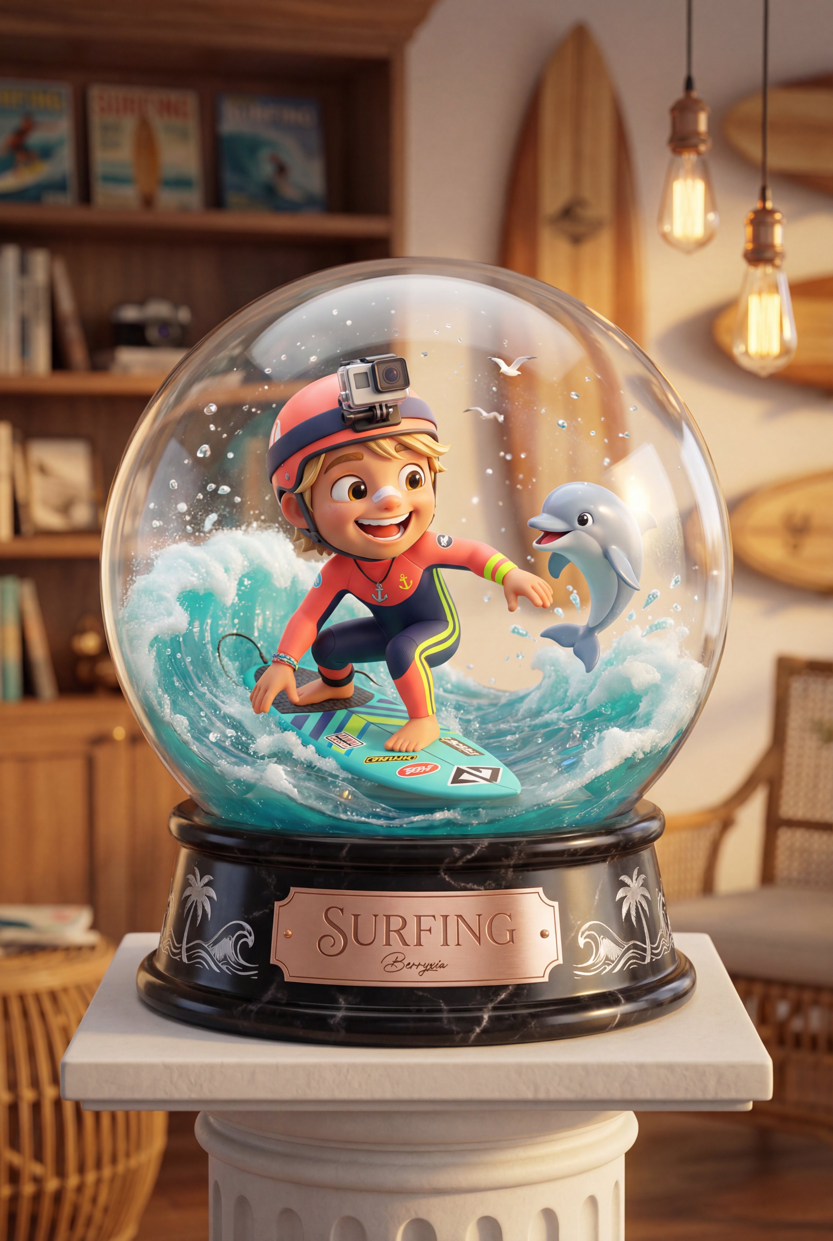 Childhood Snow Globe Memory, 3D, nanoBanana-Pro, 3D Render, Chibi Snow Globe reference image