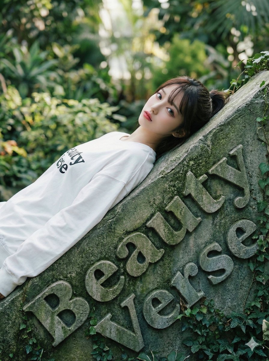 Green Realm × Tilted Stele Effect, Fashion, nanoBanana-Pro, 人物, 现实 reference image, image 2 of 2