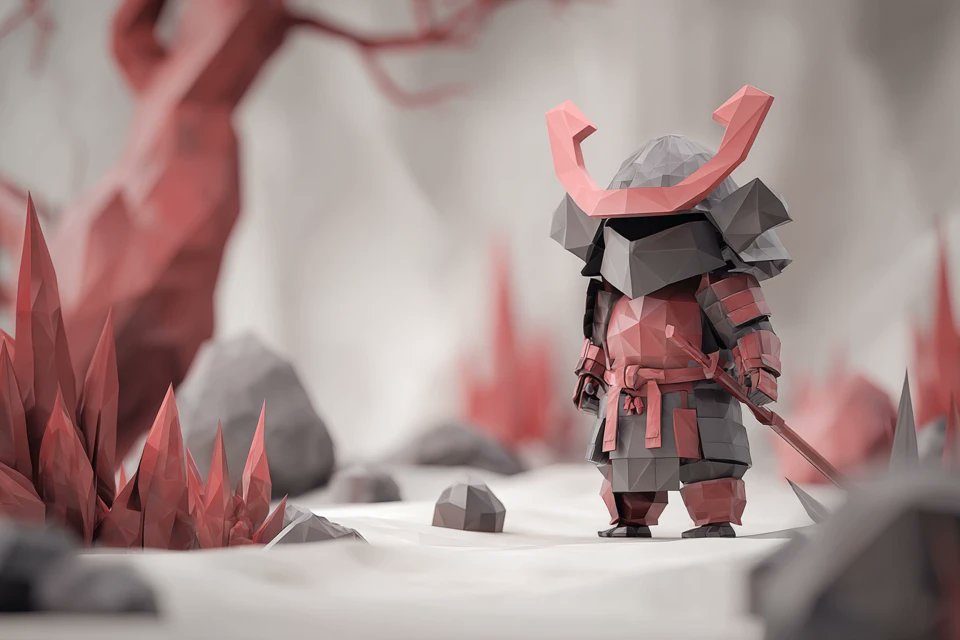 低多边形3D渲染，3D，nanoBanana-Pro，3D, 3D Render风格参考图