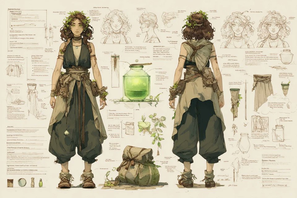 Character Concept Sheet, Game, nanoBanana-Pro, Annotated, Back View reference image