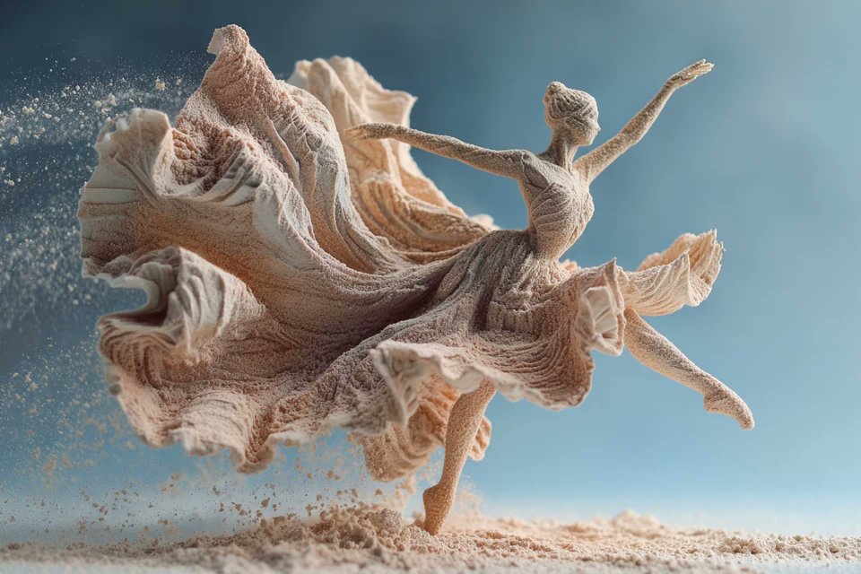 Kinetic Sand Sculpture, 3D, nanoBanana-Pro, 3D, Coastal Setting reference image