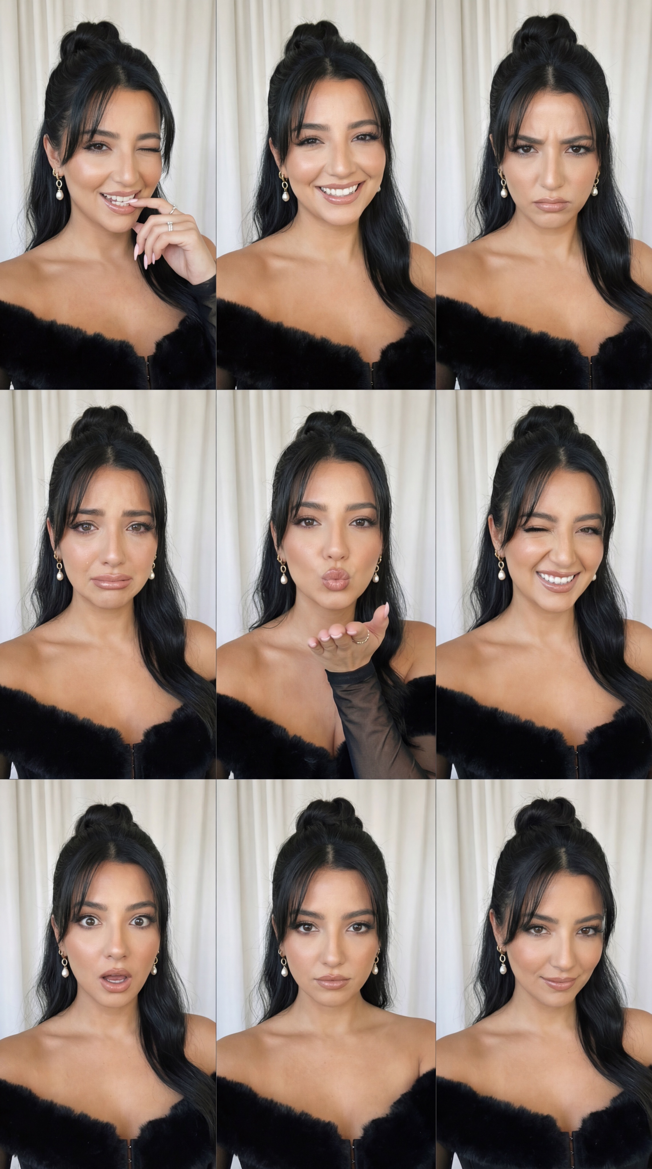 Nano Banana Pro Photorealistic 90s Selfie Emotion Grid, People, nanoBanana-Pro, 90s Style, Close-up reference image