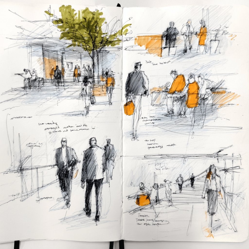 Urban Sketching Style Reference, City, nanoBanana-Pro, Animal Anatomy, Character Design reference image