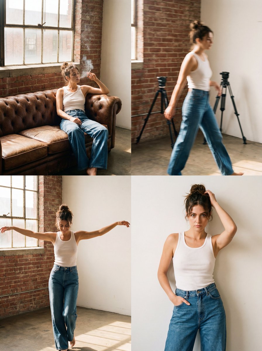 1990's Aesthetic Photo Studio Fashion Woman, Fashion, nanoBanana-Pro, 1990's Style, Artistic Motion Blur reference image