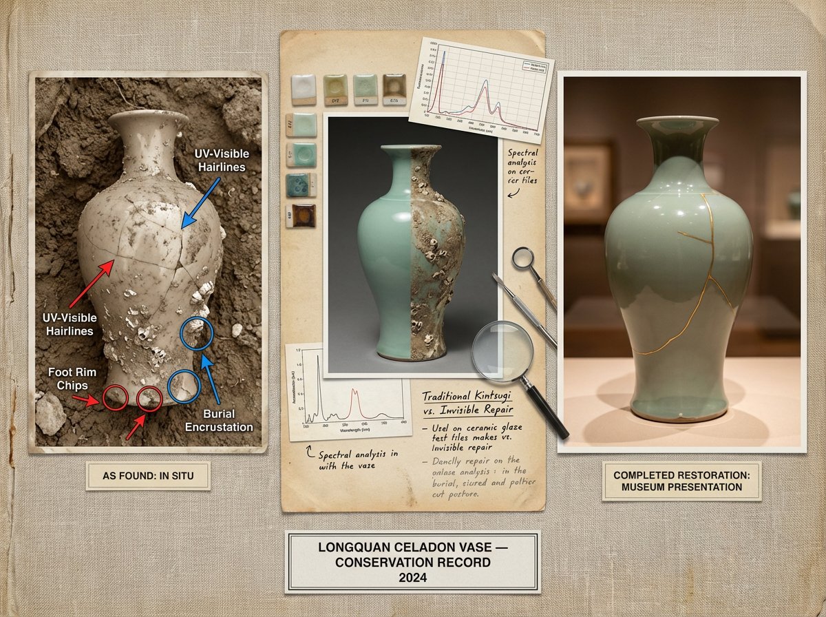 Nano Banana Pro Restoration Chronicle in Firefly, Fashion, nanoBanana-Pro, Archival Lighting, Art Conservation reference image