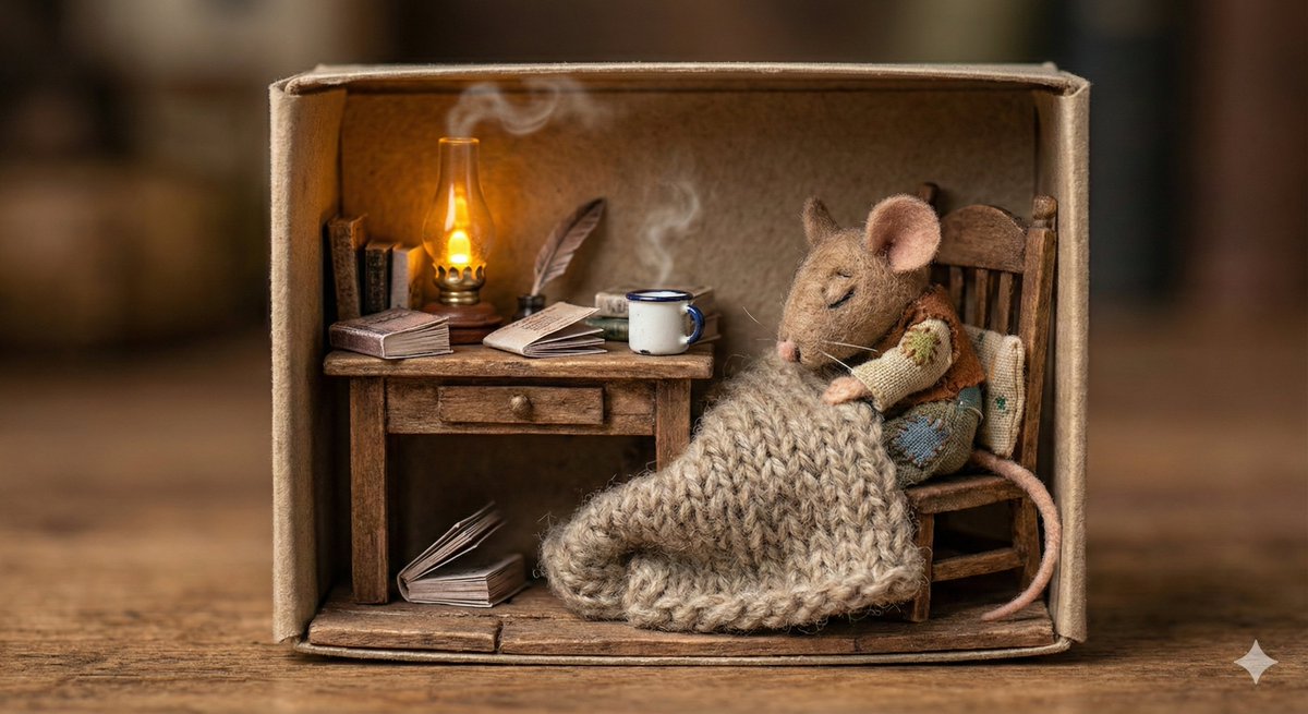 Cozy Miniature Workspace Diorama, Craft, nanoBanana-Pro, Cozy, Diorama reference image