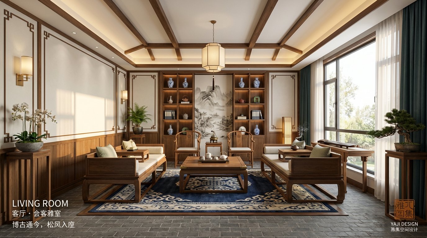 House Decoration Design Scenario, Architecture, nanoBanana-Pro, Elegant Decor, New Chinese reference image