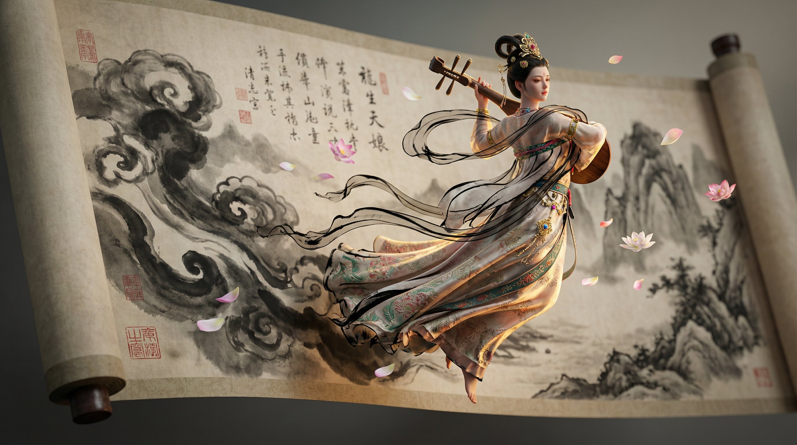 历史画卷文化分析，历史，nanoBanana-Pro，3D, 3D Realism风格参考图