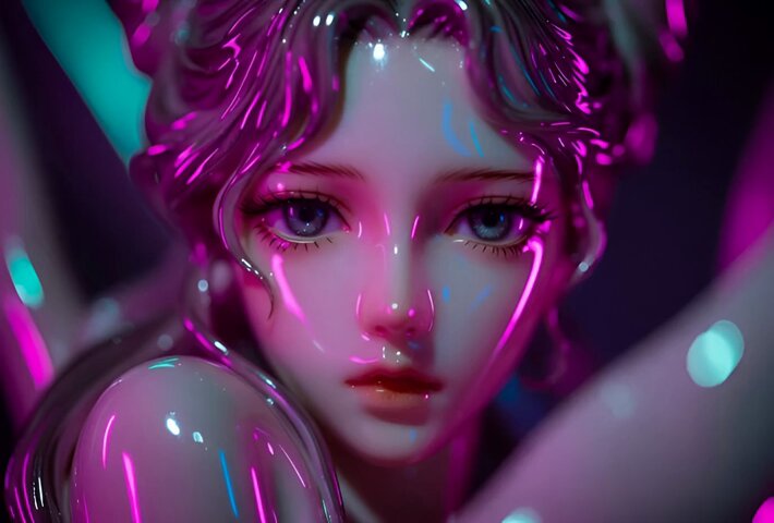 Porcelain Idols Awakening in Silent Render Cycles, 3D, nanoBanana-Pro, 3D, 3D CGI reference image