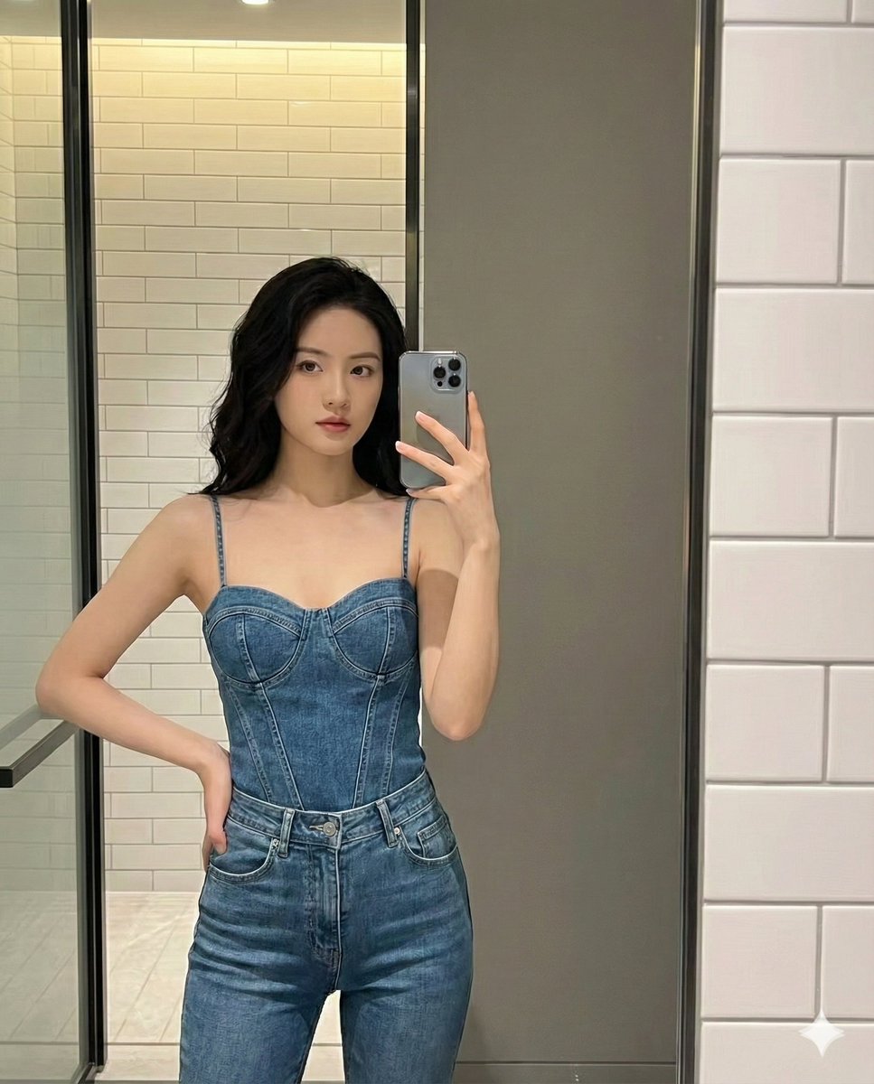 自拍系列+1 高真实感，人物，nanoBanana-Pro，Curvy Figure, Denim Outfit风格参考图