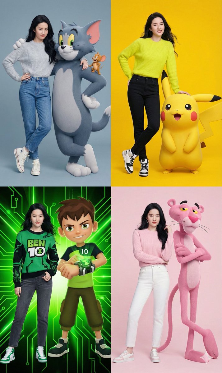 Cartoon Character Photo Session Series, People, nanoBanana-Pro, 3D Render, Cartoon Character reference image