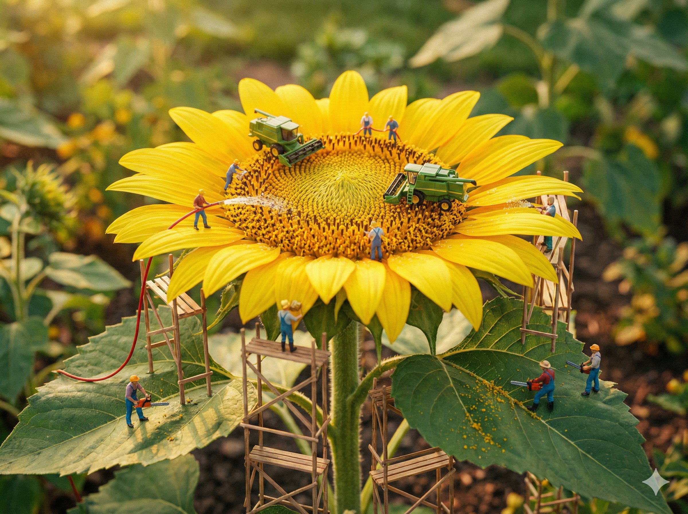 Rural田园Style Sunflower Harvest, Nature, nanoBanana-Pro, Agricultural Scene, Golden Hour reference image
