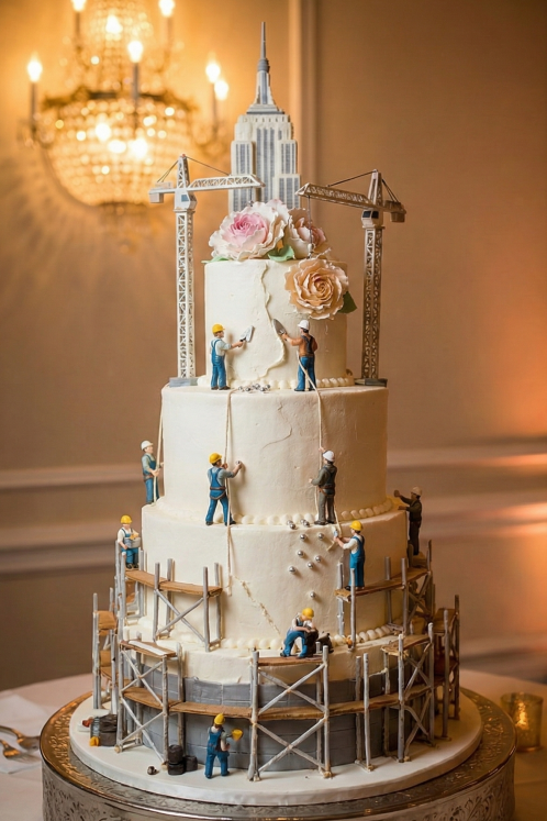Dreamy Dessert Style - Cloud Cake Skyscraper, Realistic, nanoBanana-Pro, Construction Theme, Dessert Table reference image