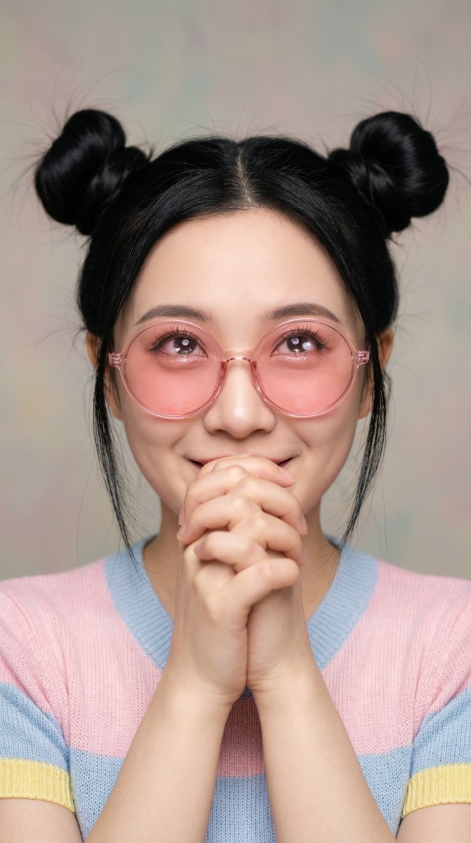 一天学会一个关键词：祷告手势，人物，nanoBanana-Pro，Blue Eyes, High Fashion风格参考图