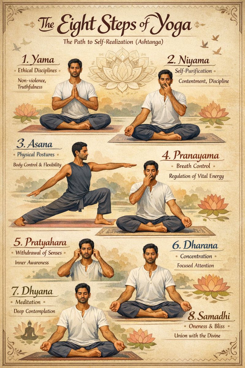 Infographic with an Indian Man Demonstrating Yoga Steps and Aesthetics, Technology, nanoBanana-Pro, Artistic, Design reference image