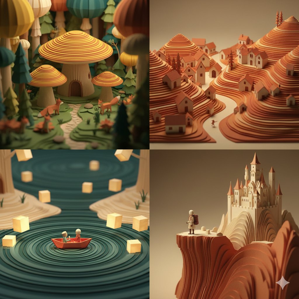 纸雕立体拼贴，3D，nanoBanana-Pro，3D, 3D Art风格参考图