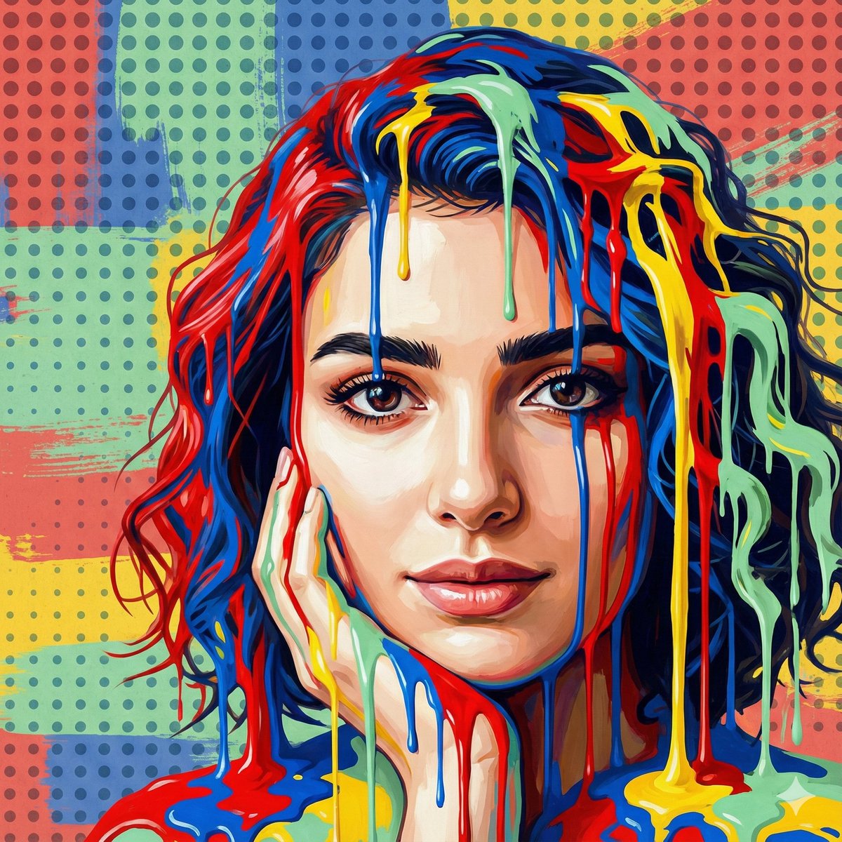 Modern Gallery Pop Art Portrait, People, nanoBanana-Pro, Acrylic Paint, Bold Colors reference image