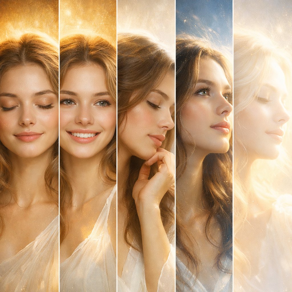 Radiance in Every Emotion: A Glimpse of Angelic Grace, People, nanoBanana-Pro, Angel, Close-up reference image