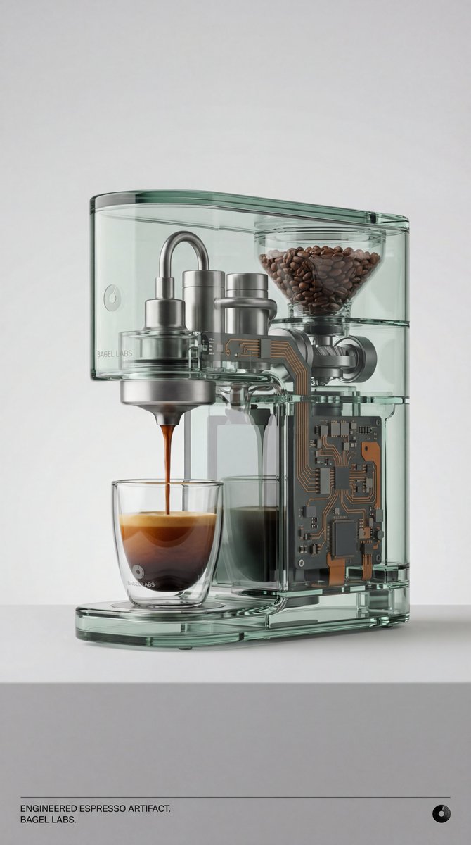 Nano Banana Pro - Coffee Machine and Cup, Food, nanoBanana-Pro, 3D, BAGEL LABS reference image