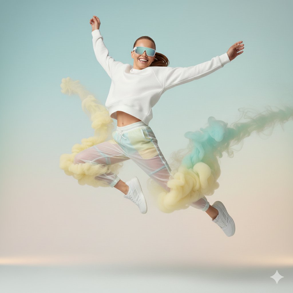 高时尚运动服装编辑，未来派运动时尚，时尚，nanoBanana-Pro，Contemporary Luxury, Dynamic Motion风格参考图