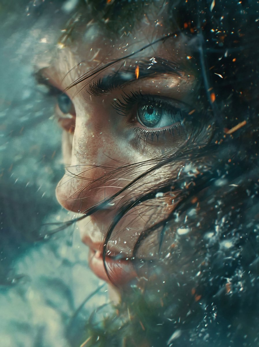 Hyper-realistic Cinematic Half-Profile Portrait of a Young Woman
