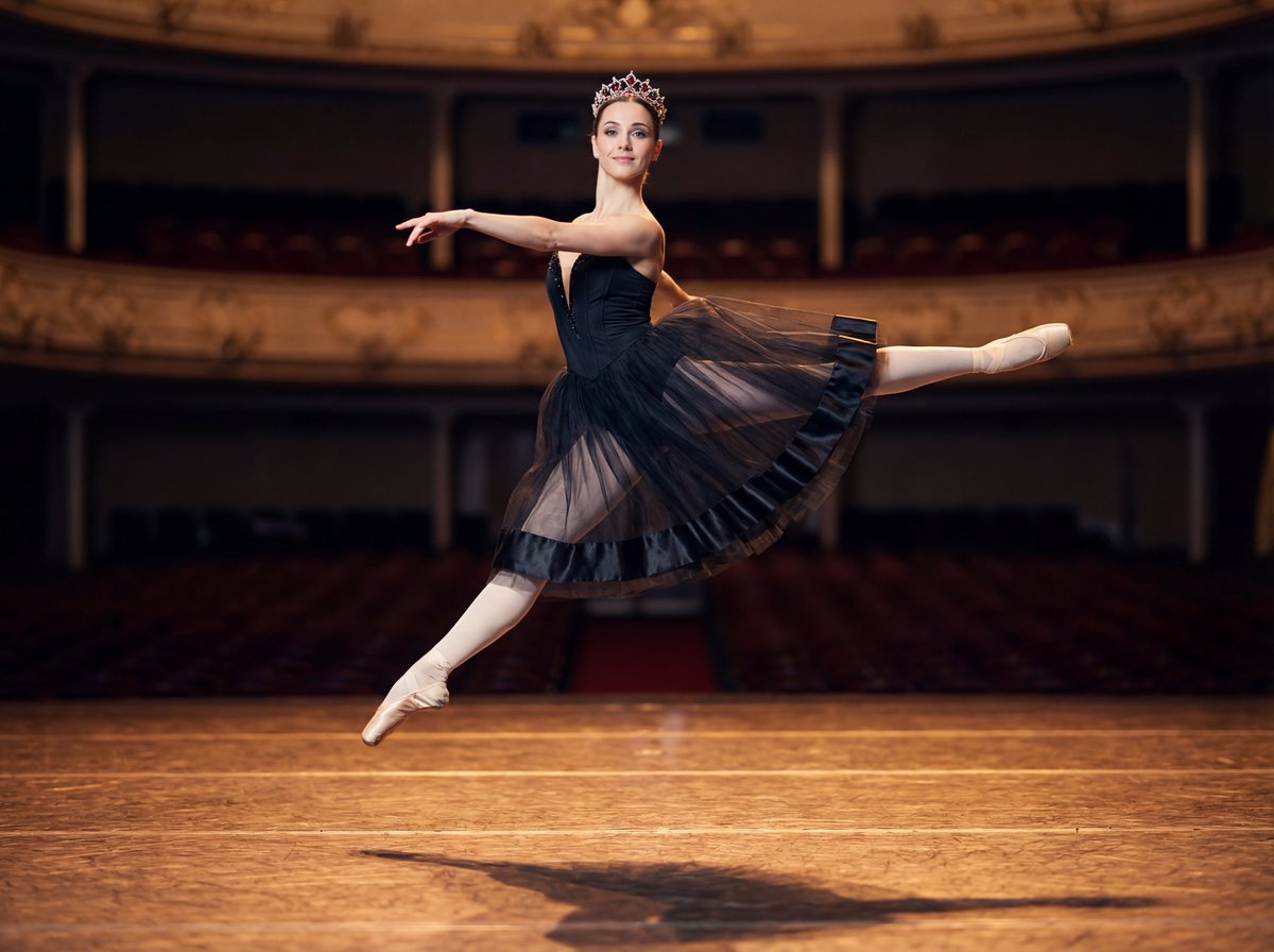 Professional Ballerina in Mid-Air