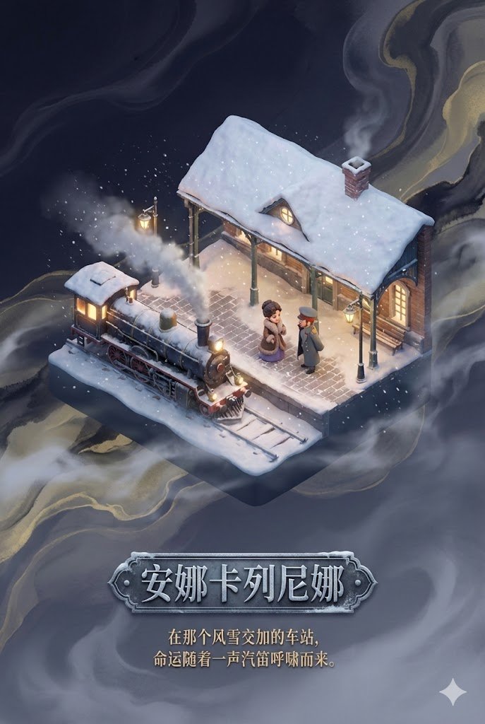 3D Isometric Miniature Diorama Poster of 'Anna Karenina'
