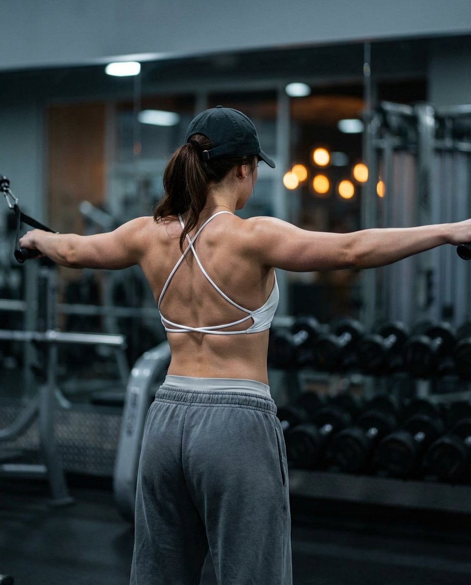 Female Rock Climber in Back View