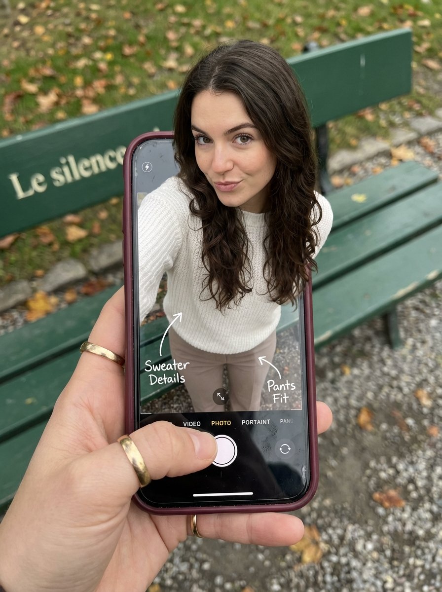Hyper-realistic Optical Illusion Photograph in a Parisian Park in Autumn