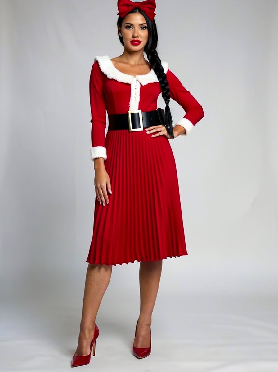 Festive Outfit with Subtle Santa-Inspired Accents