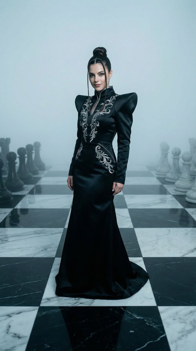 Gemini Nano Banana Pro - High-fashion Editorial with a Surreal, Dark Fantasy Chess Theme